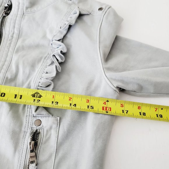 ANTHRO MARRAKECH Blue Ruffle Boho Moto Jacket - Picture 8 of 9